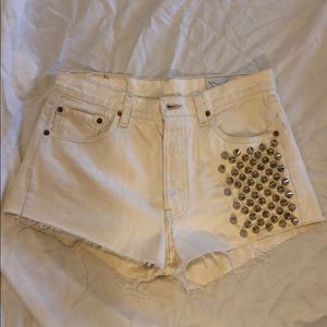 LF white studded shorts